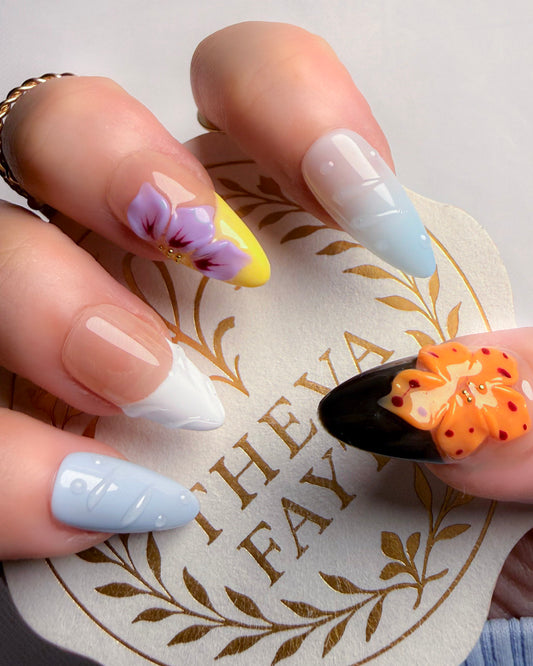 Medium Almond Floral Press-On Nails – Petal Play