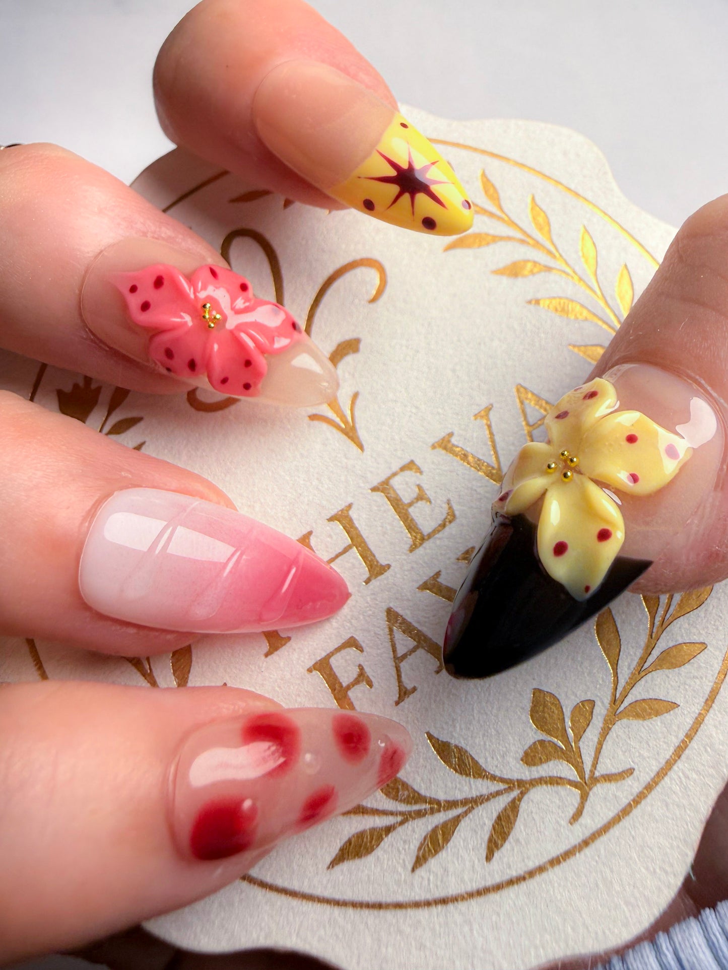 Medium Almond Floral Press-On Nails – Petal Play